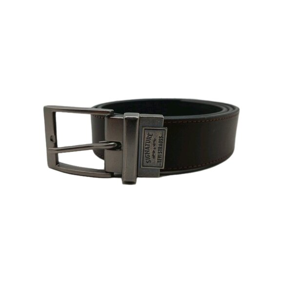Levi’s Strauss Signature Leather Reversible Belt Men’s Size 32 Black Brown - Picture 1 of 8